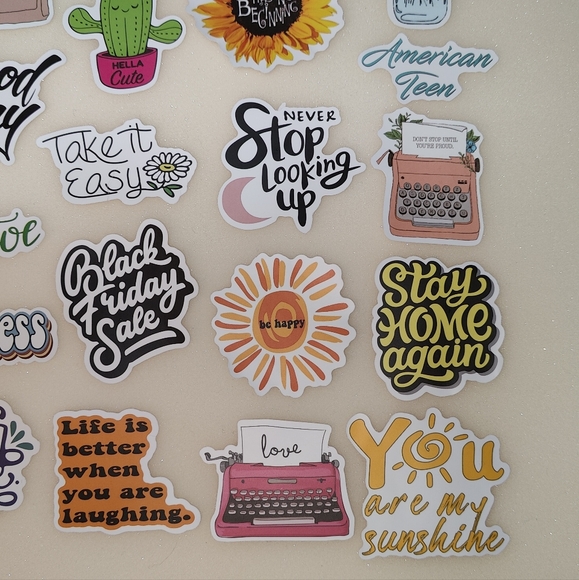 🍄Set of 21 Floral Positive Slogan Stickers - Picture 2 of 10